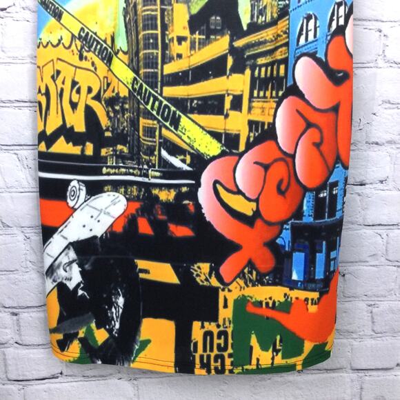 A1 Studios All Over Multicolor City Graphic Bodycon Streetwear Dress Junior XL - Picture 3 of 12